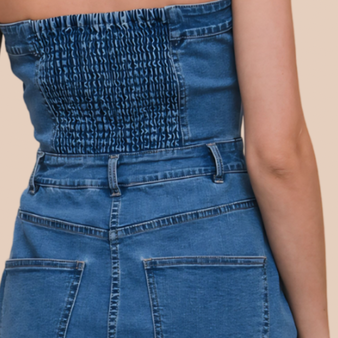 DENIM STRAPLESS DRESS